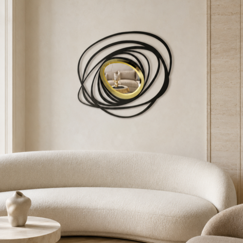 nowoczesna dekoracja ścienna z lustrem – spirale